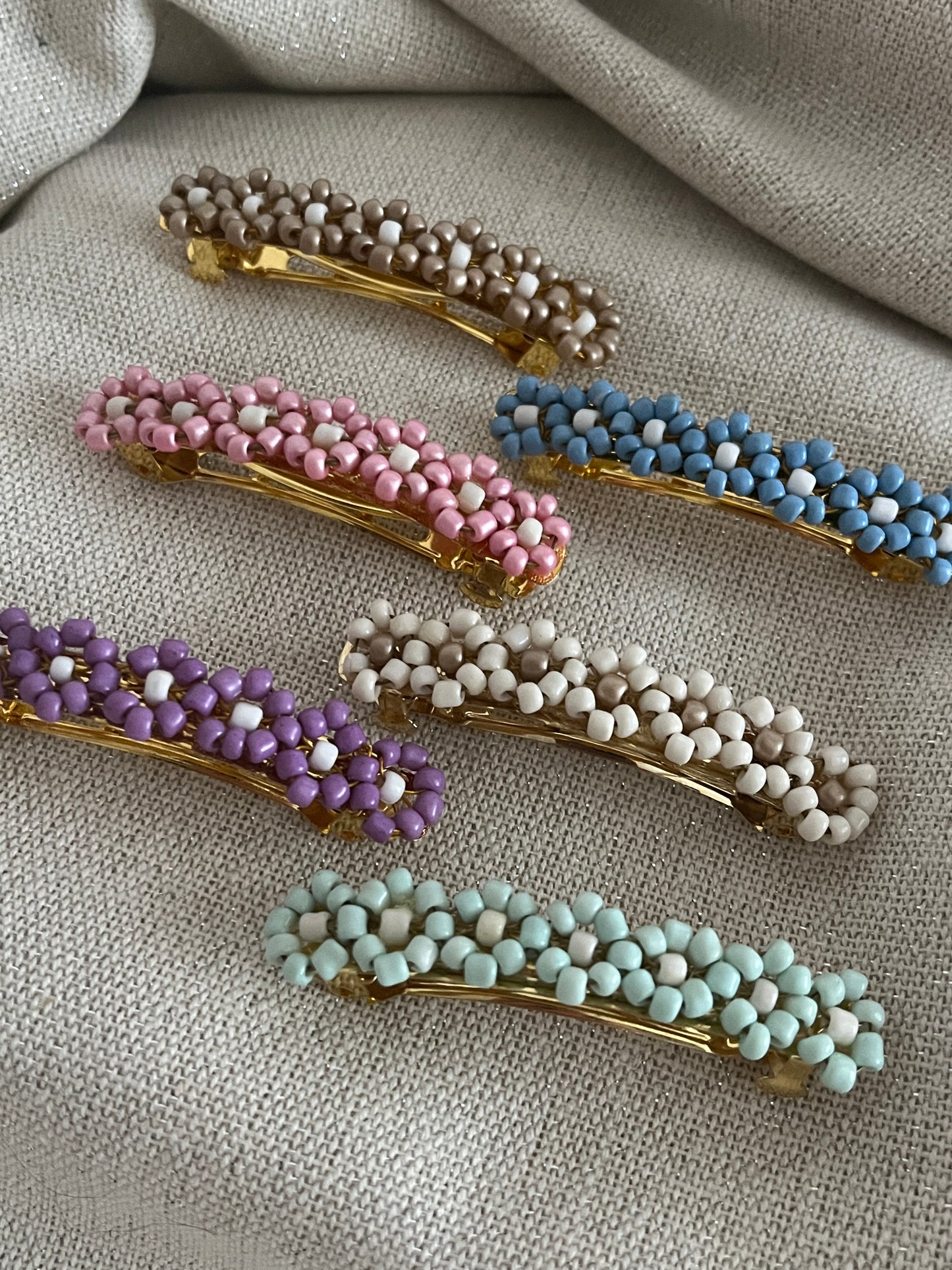 barrettes perles fleurs