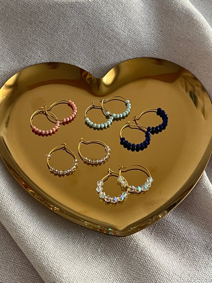 Roses | Boucles d'oreilles créoles en perles (25mm))