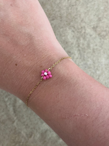 bracelet fleur rose