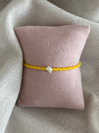 bracelet jaune perles tendance
