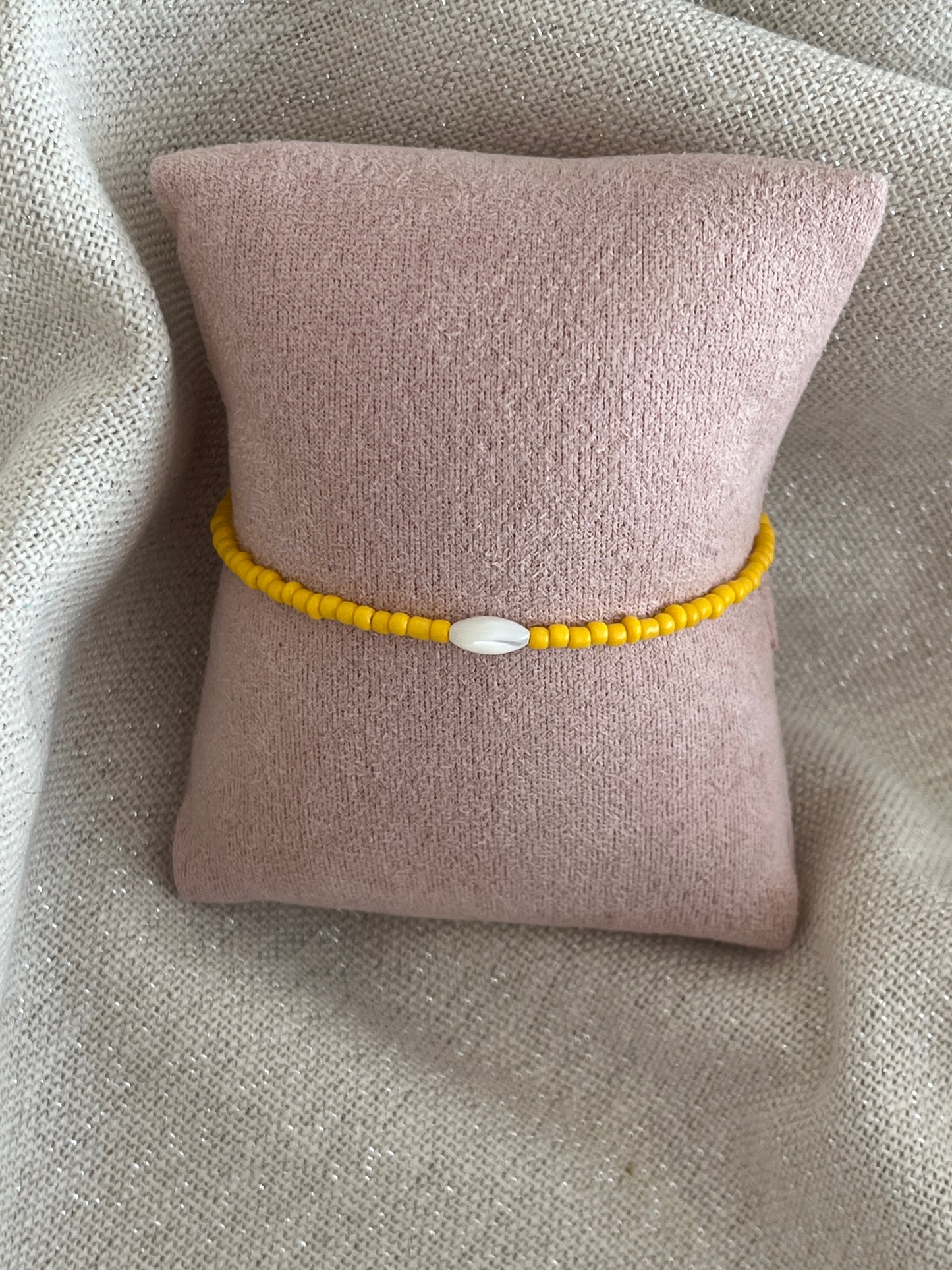 bracelet perles jaune
