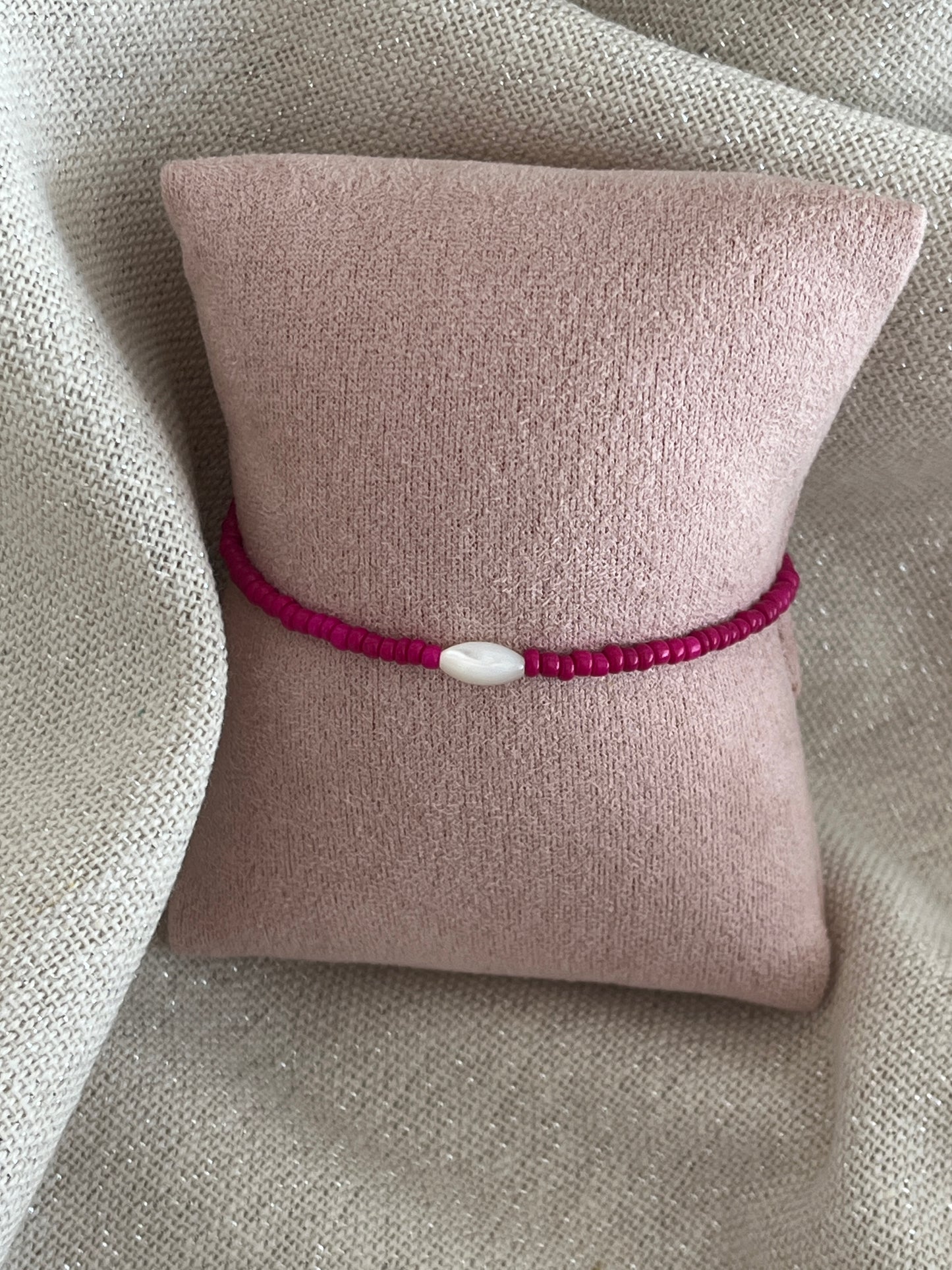 bracelets perles fuchsia