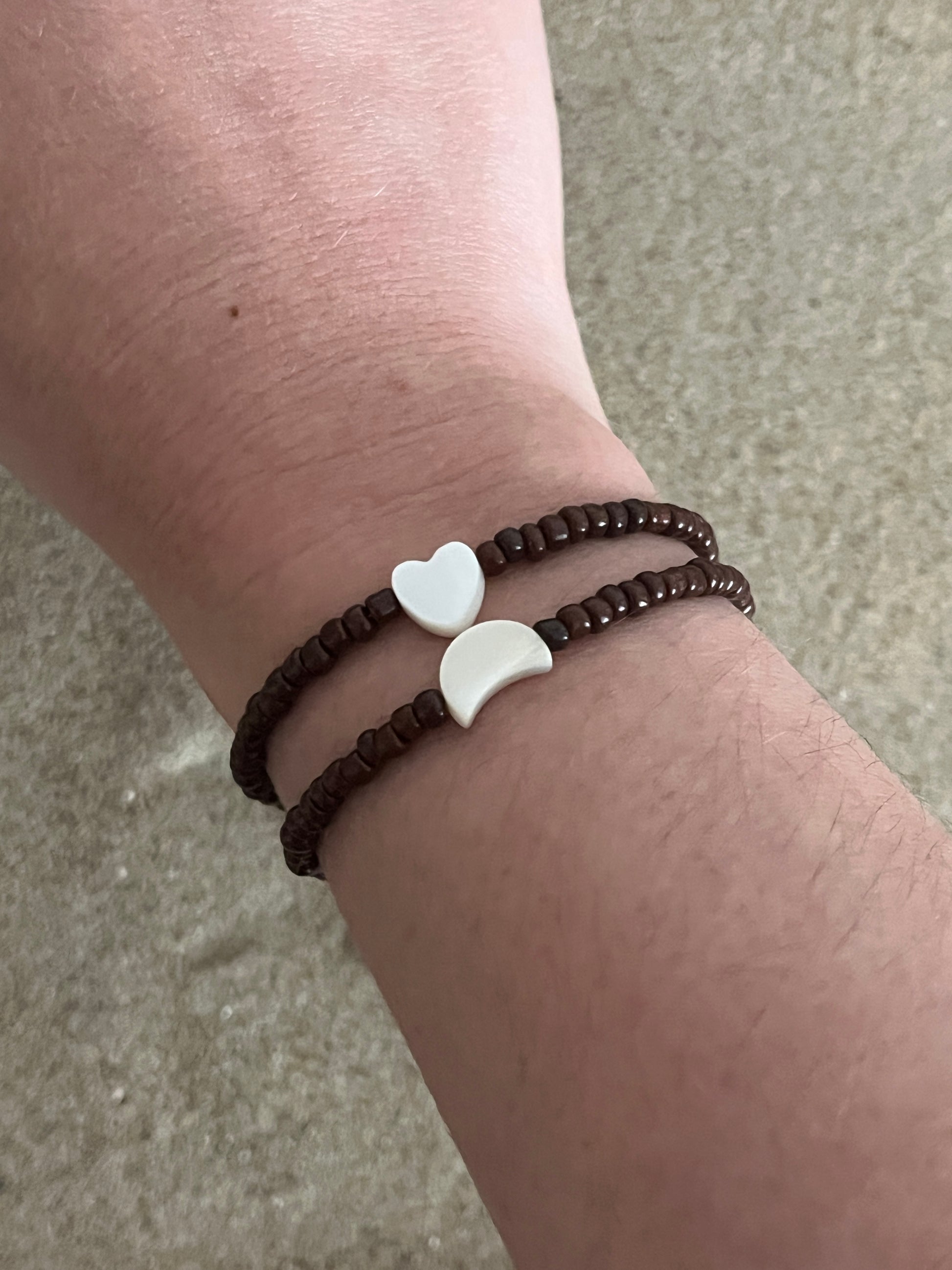 bracelets perles nacre marron