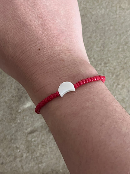 bracelets perles nacre rouge