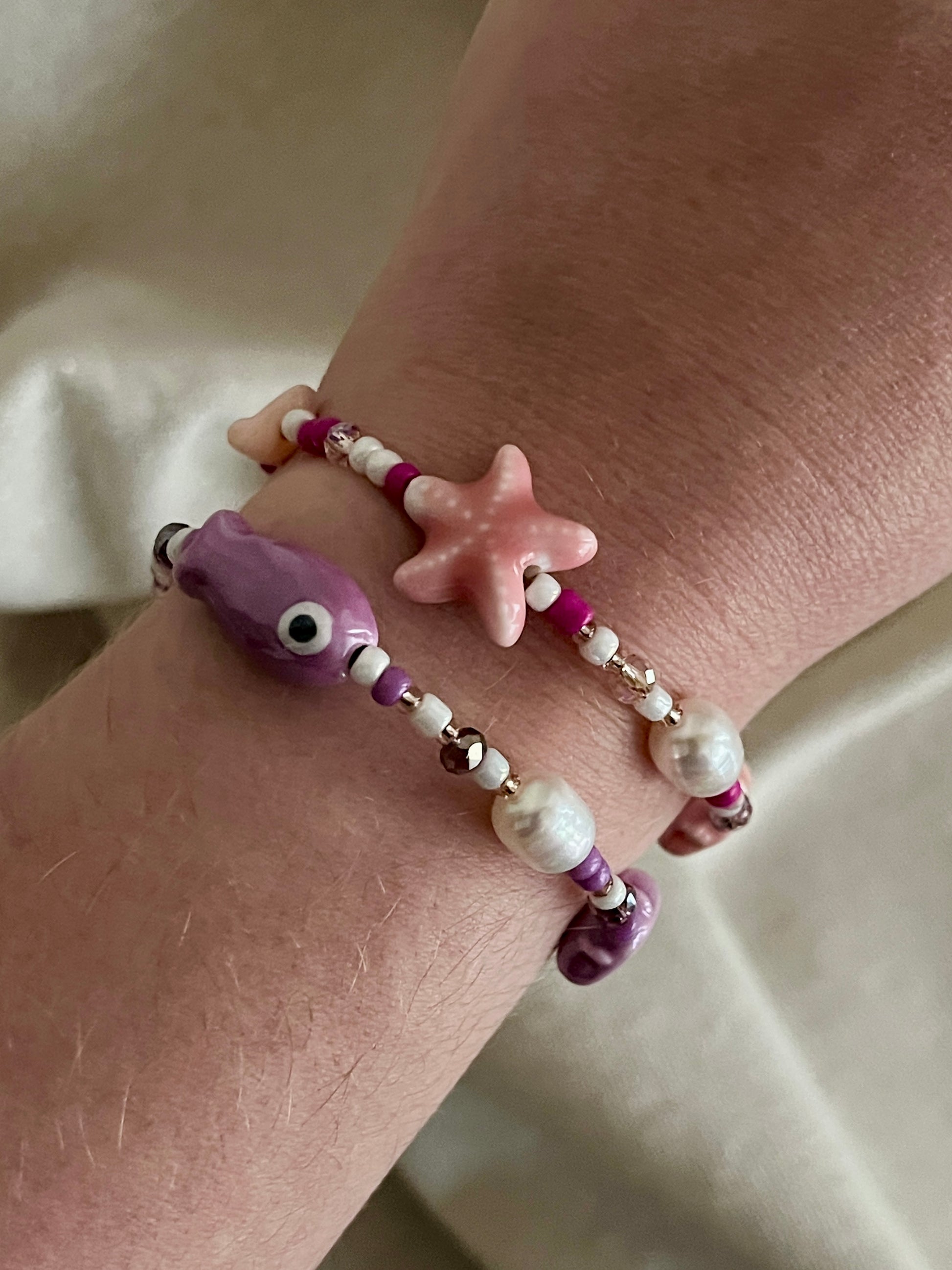 bracelets perles pastel