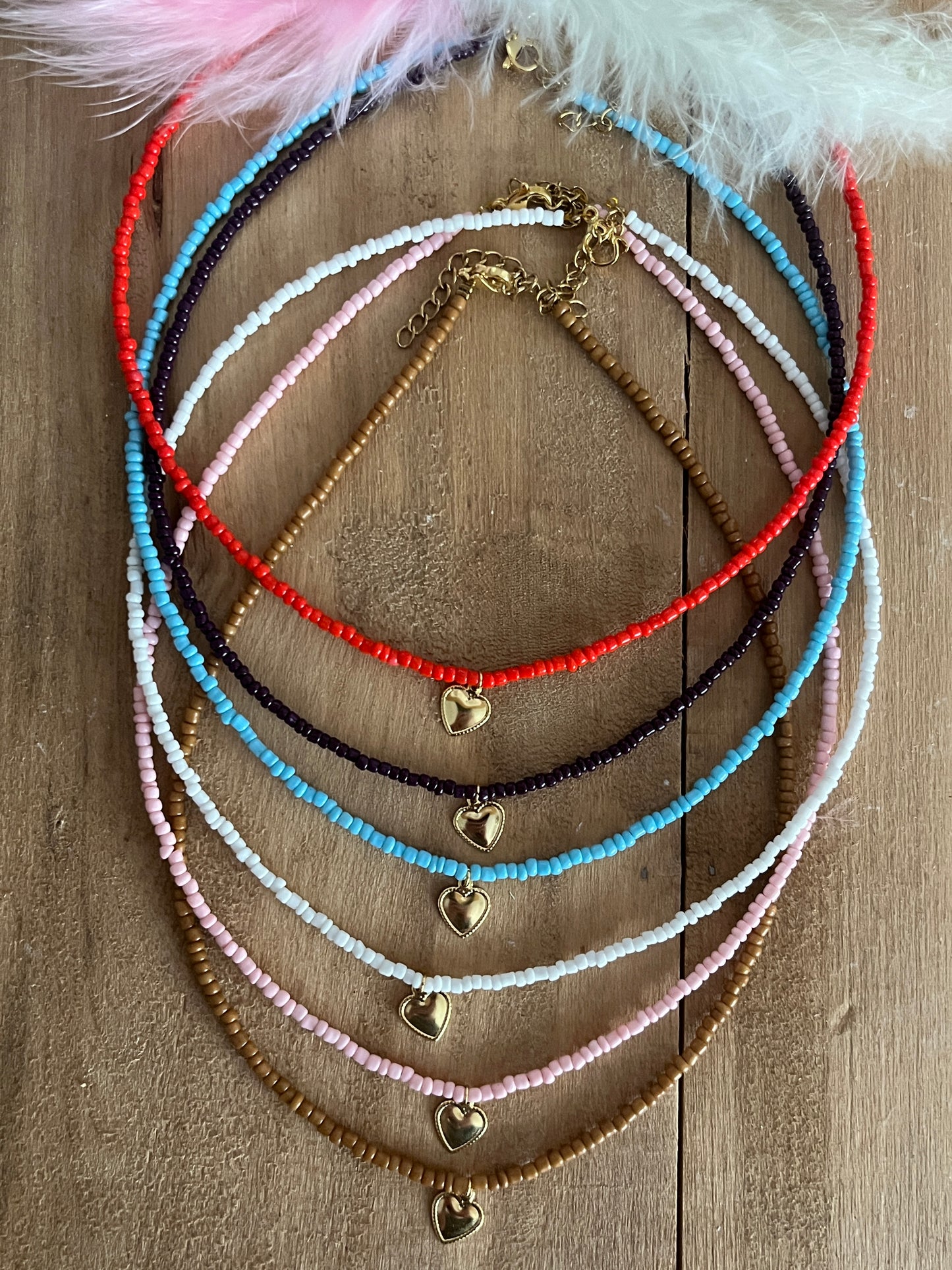 coeur perles collier