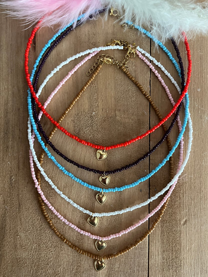 coeur perles collier