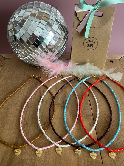 collier coeur perles