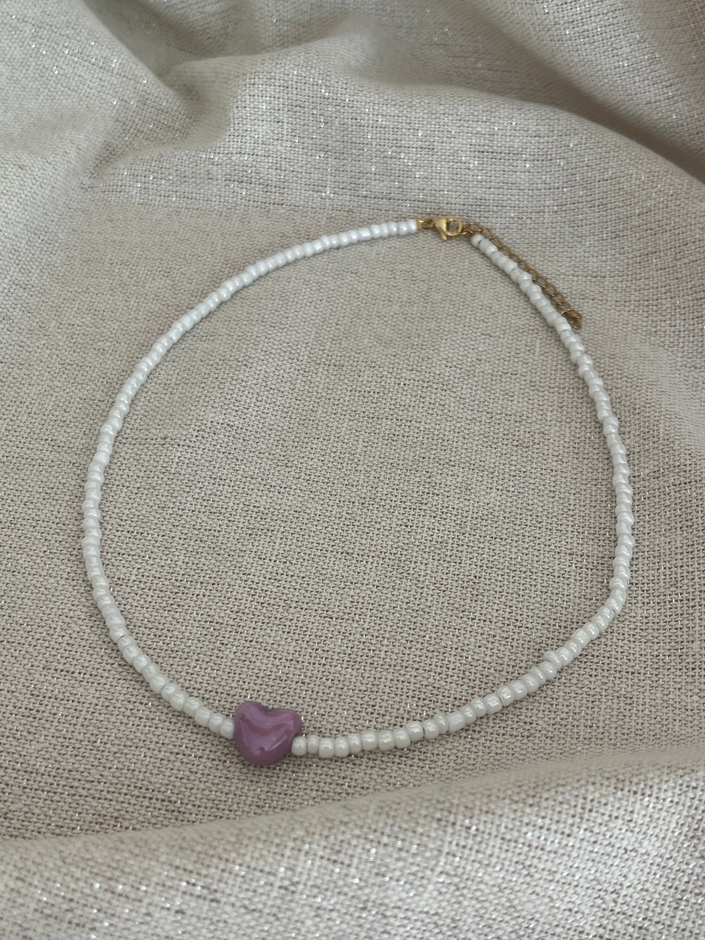 collier coeur violet tendance
