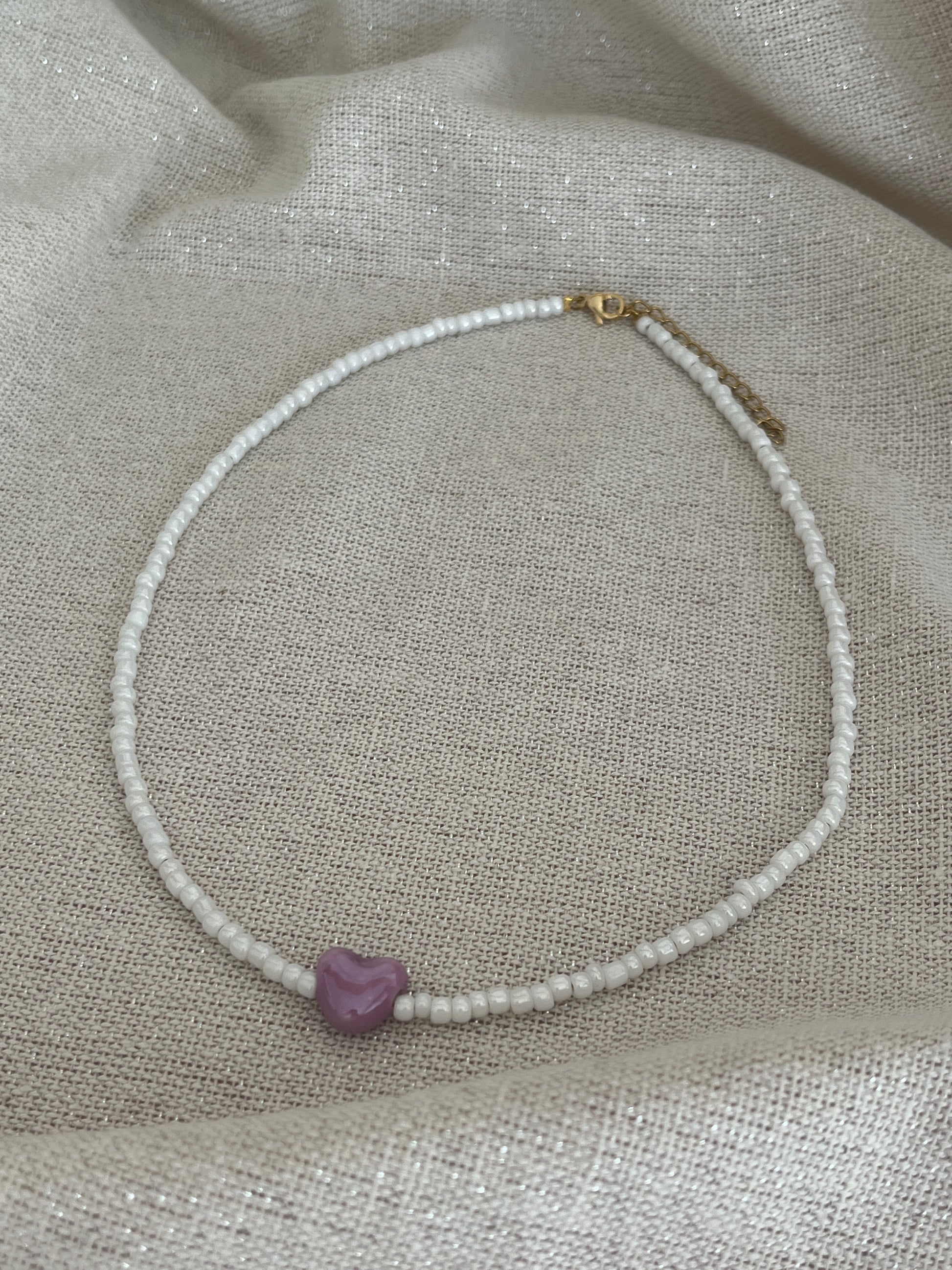 collier coeur violet tendance
