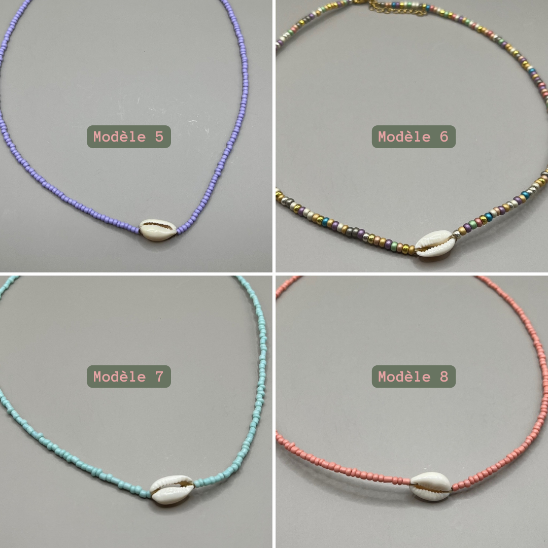 collier coquillage perles