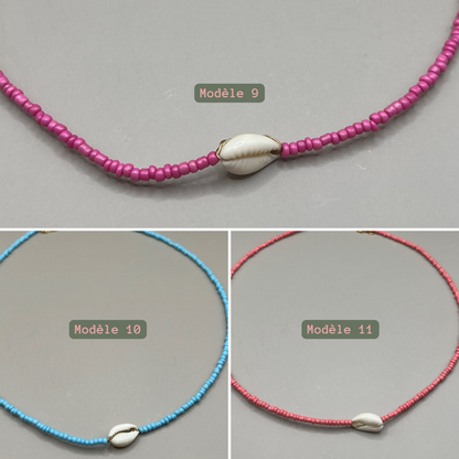 collier perles et coquillage
