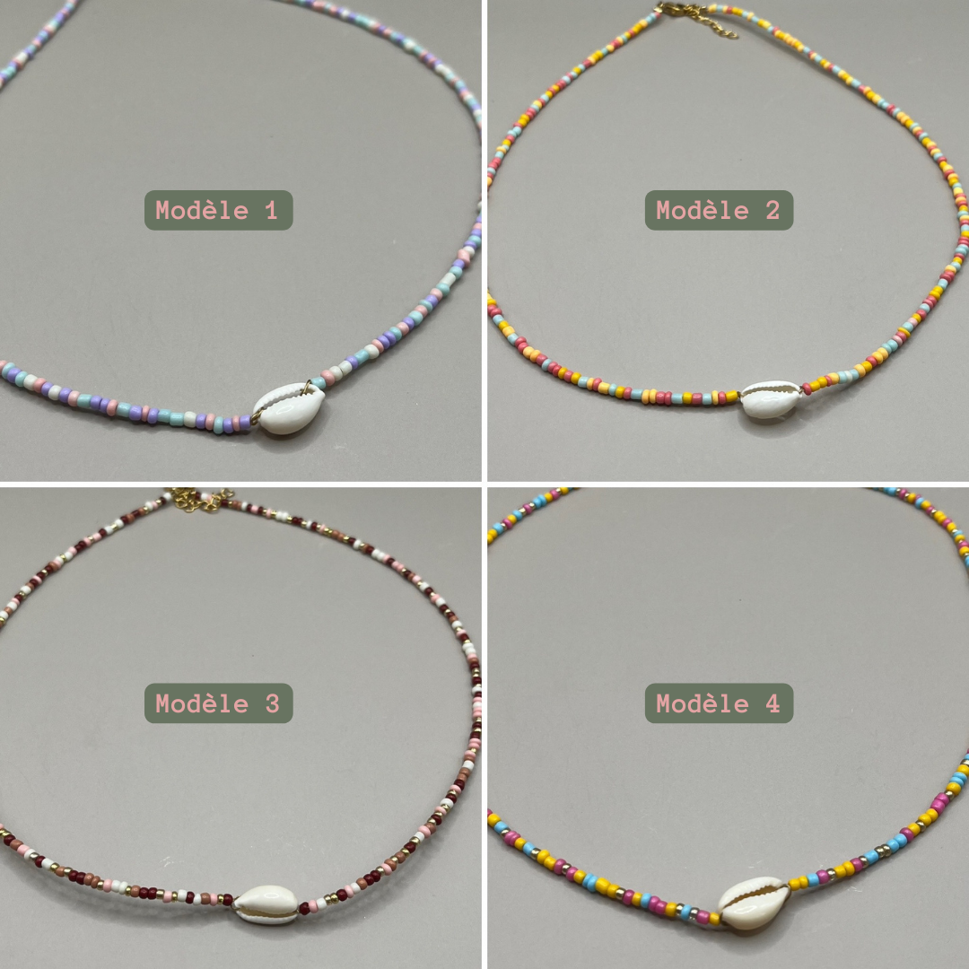 collier perle pastel