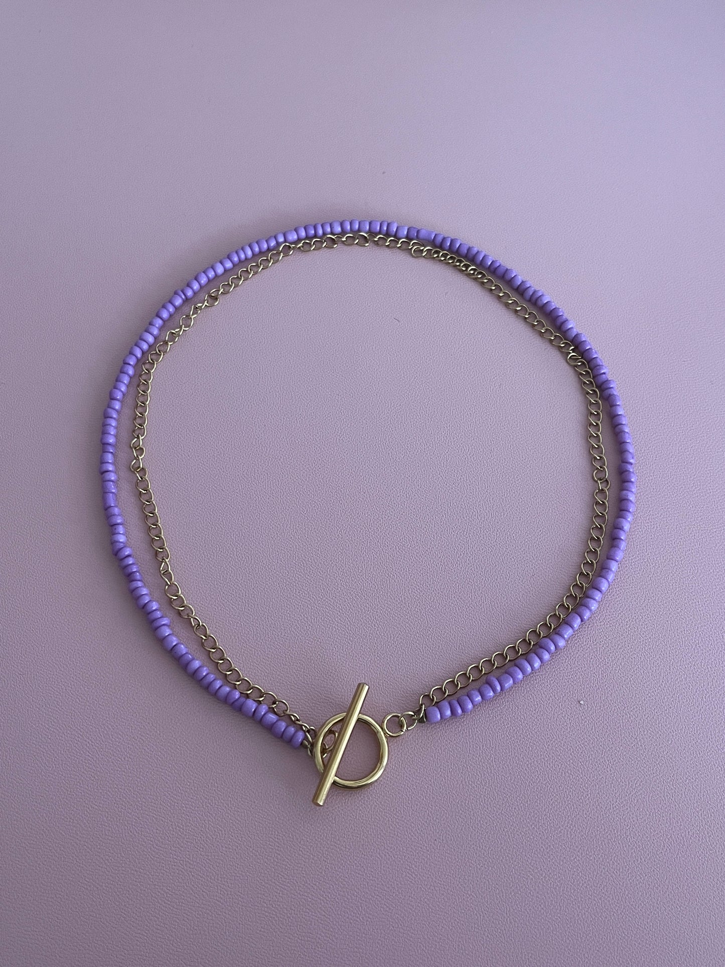 collier perles lavande double rang