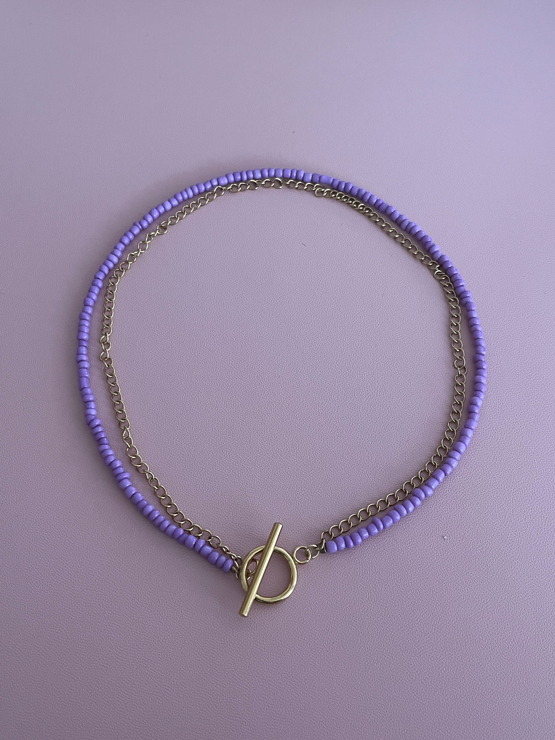 collier perles lavande double rang