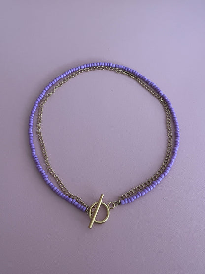 collier perles lavande double rang