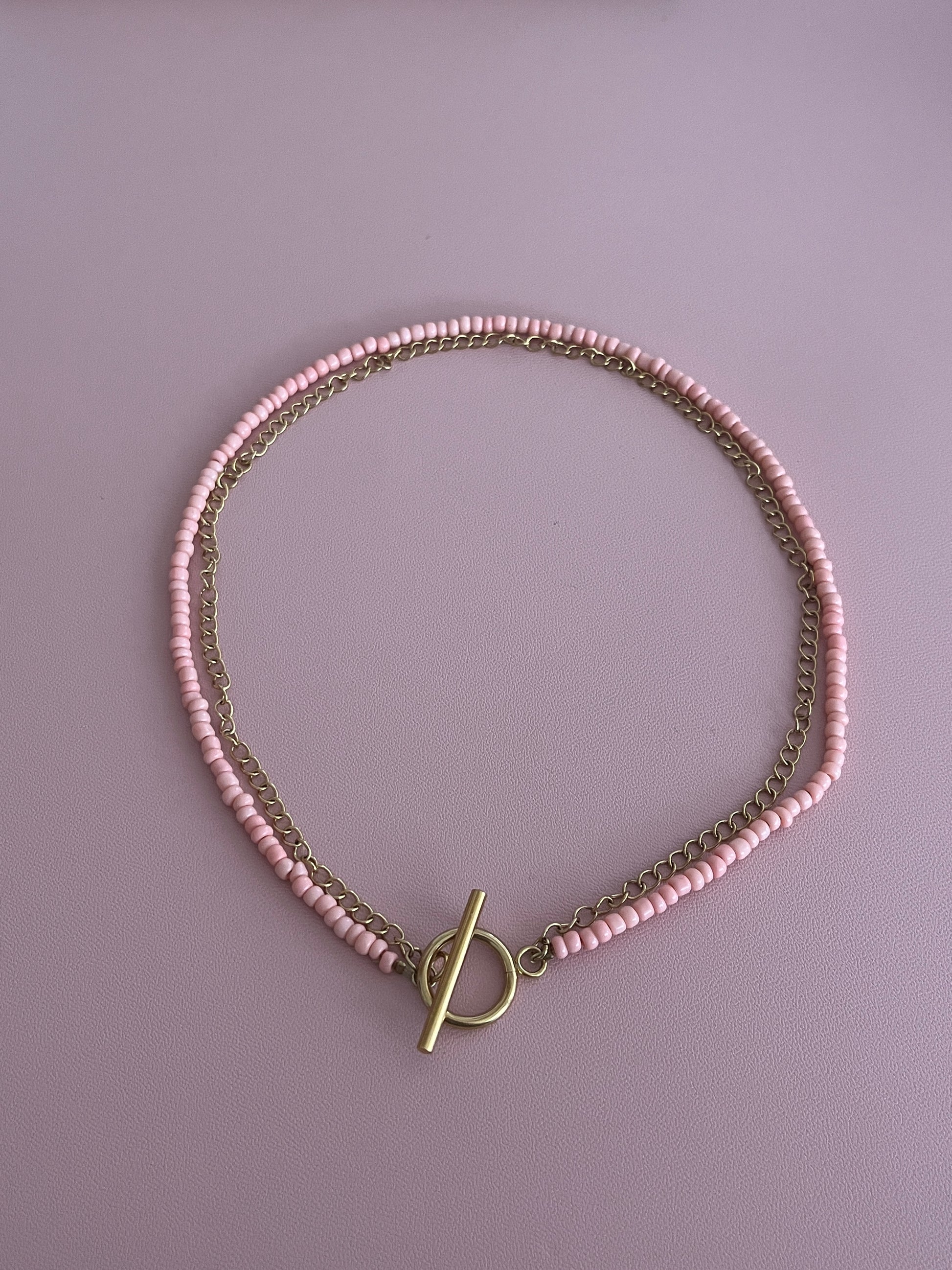 collier perles peche double rang