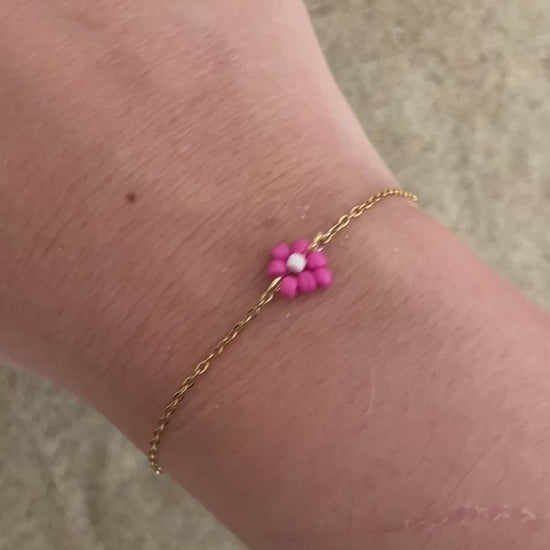 bracelet perles fleurs