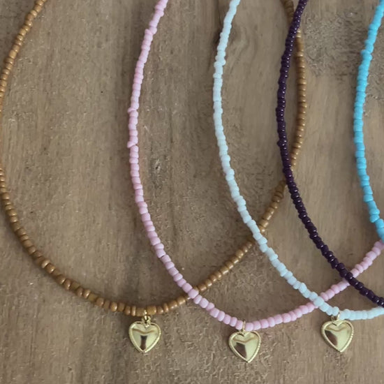 collier perles coeur tendance