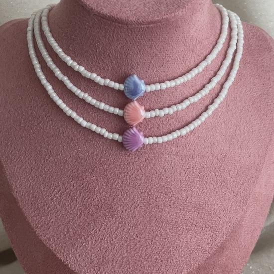 collier perles tendance coquillage