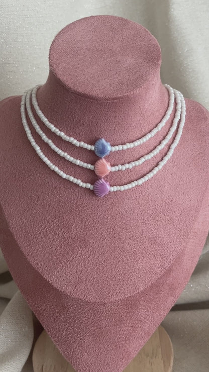 collier perles tendance coquillage