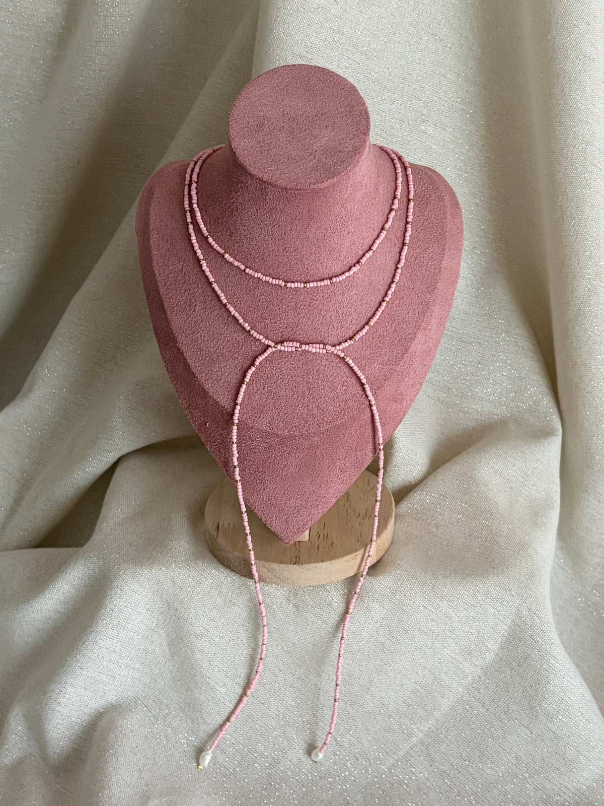 sautoir rose perle eau douce naturelle
